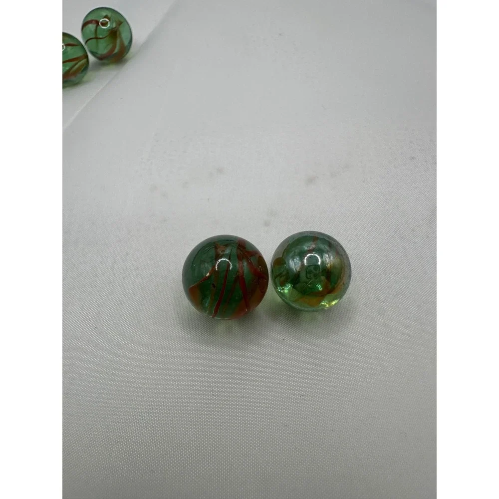 Vintage Glass‎ Marbles Lot 73 Green Swirl + Blue Shooter Mixed Sizes